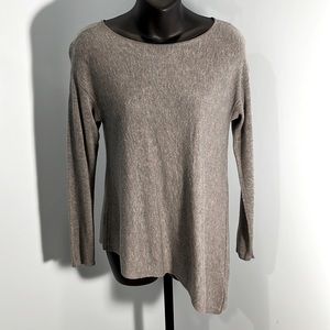 Heather Grey Lightweight Sweater Asymmetrical Hem